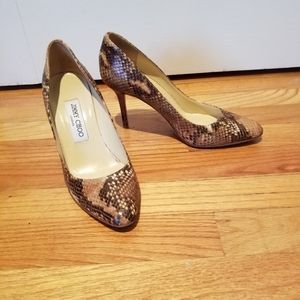 Jimmy Choo Gilbert Snake Print Pump sz 37.5